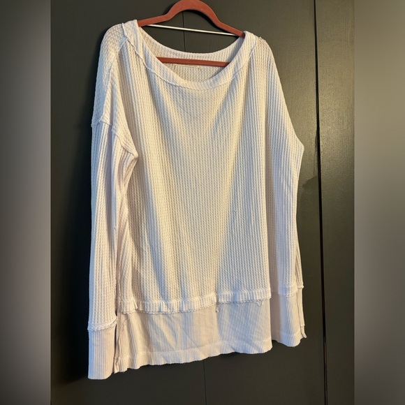 We the free, long sleeve, oversized, white, multi fabric, white small sweater - Picture 1 of 4